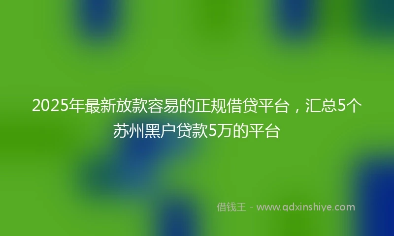 2025年最新放款容易的正规借贷平台，汇总5个苏州黑户贷款5万的平台