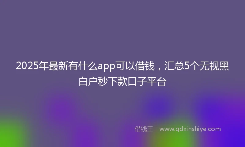 2025年最新有什么app可以借钱，汇总5个无视黑白户秒下款口子平台