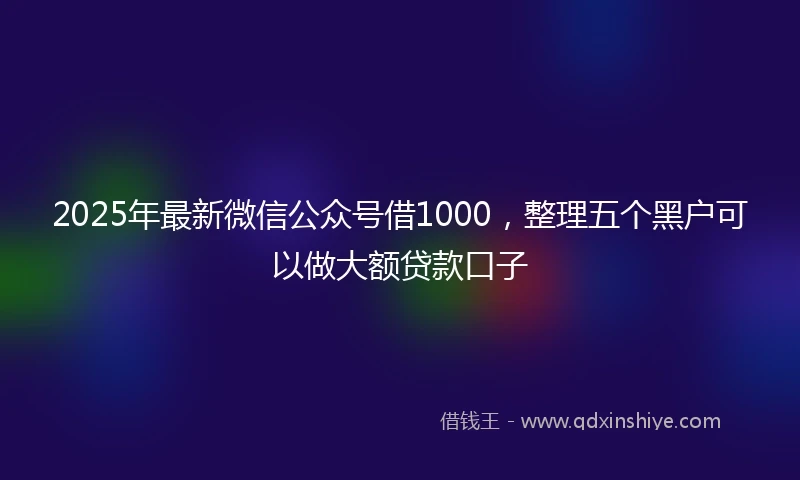 2025年最新微信公众号借1000，整理五个黑户可以做大额贷款口子