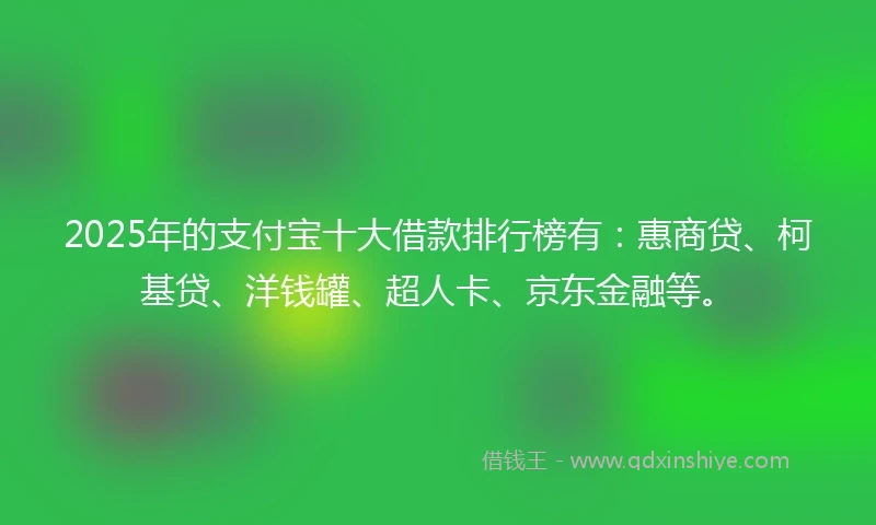 2025年的支付宝十大借款排行榜有：惠商贷、柯基贷、洋钱罐、超人卡、京东金融等。