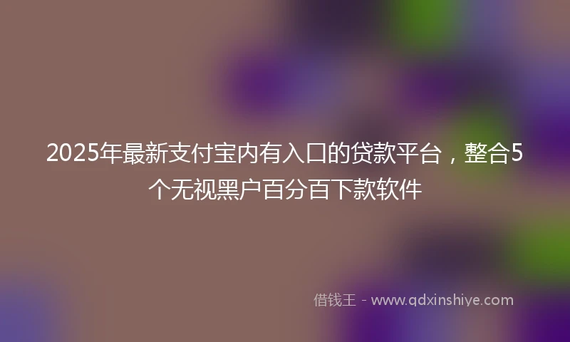 2025年最新支付宝内有入口的贷款平台，整合5个无视黑户百分百下款软件
