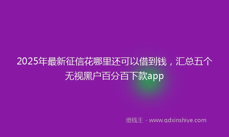 2025年最新征信花哪里还可以借到钱，汇总五个无视黑户百分百下款app