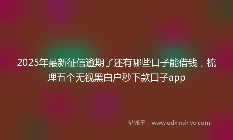 2025年最新征信逾期了还有哪些口子能借钱，梳理五个无视黑白户秒下款口子app