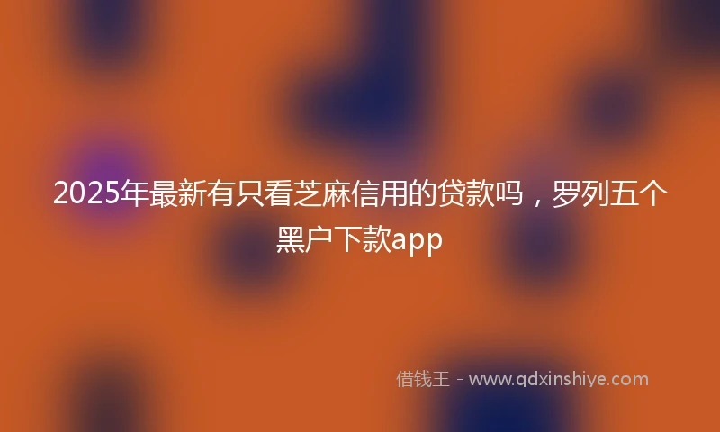 2025年最新有只看芝麻信用的贷款吗，罗列五个黑户下款app