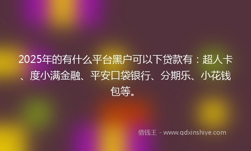 2025年的有什么平台黑户可以下贷款有：超人卡、度小满金融、平安口袋银行、分期乐、小花钱包等。