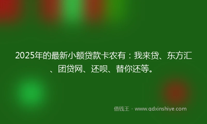 2025年的最新小额贷款卡农有：我来贷、东方汇、团贷网、还呗、替你还等。