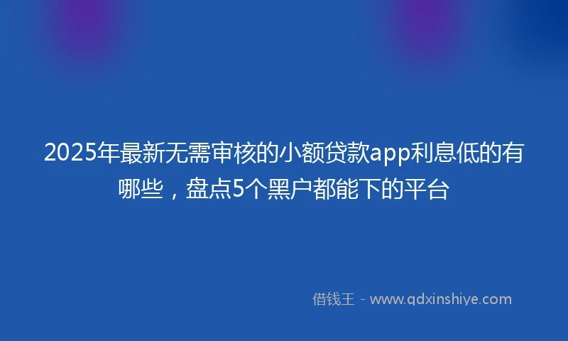 2025年最新无需审核的小额贷款app利息低的有哪些，盘点5个黑户都能下的平台