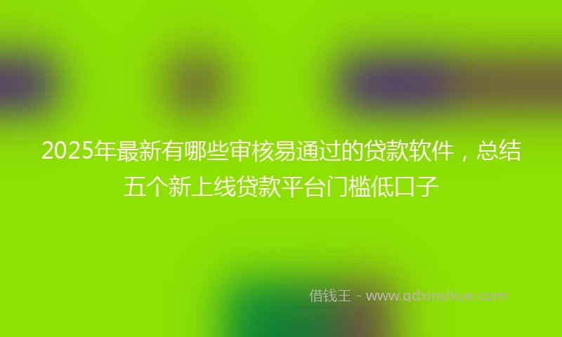 2025年最新有哪些审核易通过的贷款软件，总结五个新上线贷款平台门槛低口子