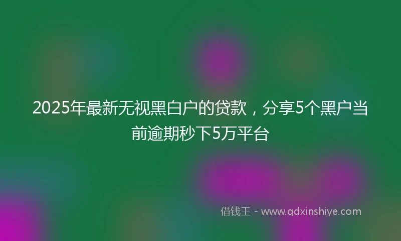 2025年最新无视黑白户的贷款，分享5个黑户当前逾期秒下5万平台