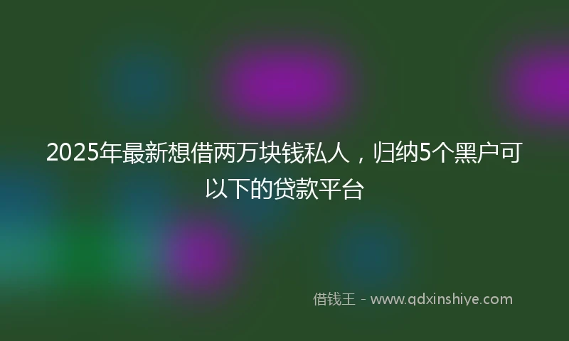 2025年最新想借两万块钱私人，归纳5个黑户可以下的贷款平台