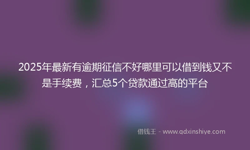 2025年最新有逾期征信不好哪里可以借到钱又不是手续费，汇总5个贷款通过高的平台