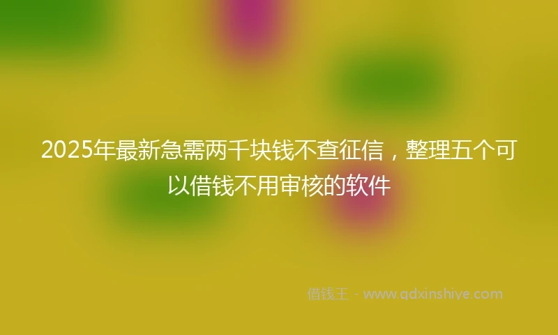 2025年最新急需两千块钱不查征信，整理五个可以借钱不用审核的软件