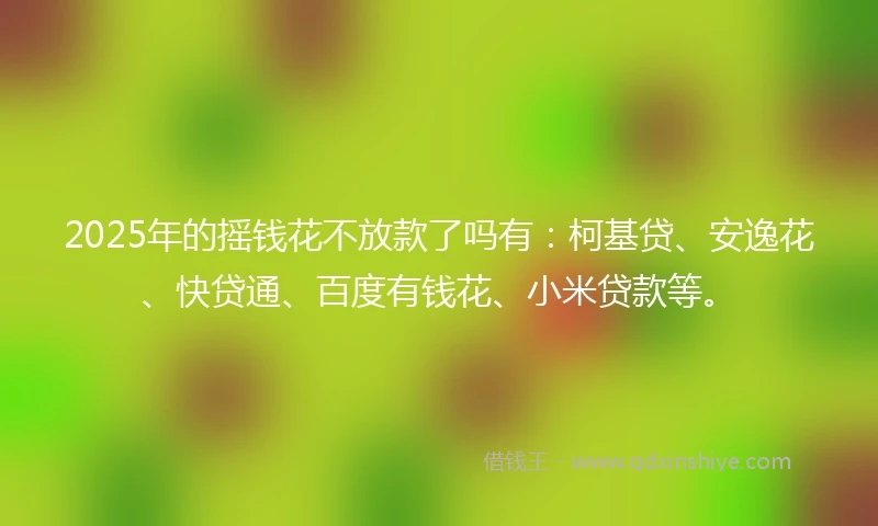 2025年的摇钱花不放款了吗有：柯基贷、安逸花、快贷通、百度有钱花、小米贷款等。