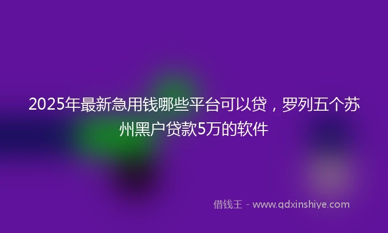 2025年最新急用钱哪些平台可以贷，罗列五个苏州黑户贷款5万的软件