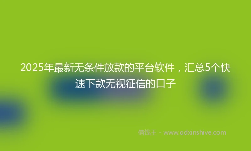 2025年最新无条件放款的平台软件，汇总5个快速下款无视征信的口子