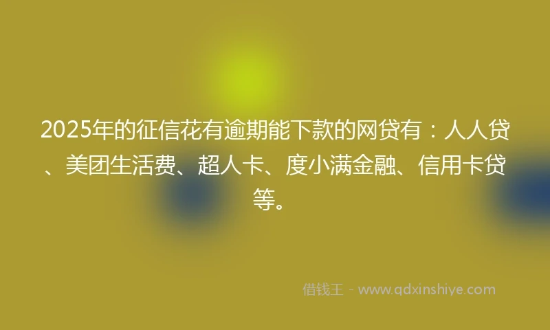 2025年的征信花有逾期能下款的网贷有：人人贷、美团生活费、超人卡、度小满金融、信用卡贷等。