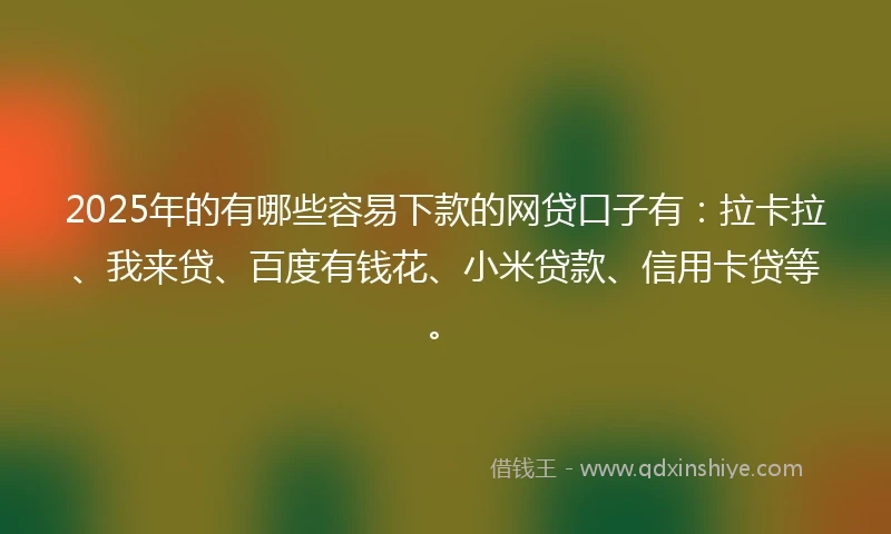 2025年的有哪些容易下款的网贷口子有：拉卡拉、我来贷、百度有钱花、小米贷款、信用卡贷等。