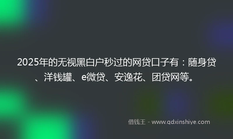 2025年的无视黑白户秒过的网贷口子有：随身贷、洋钱罐、e微贷、安逸花、团贷网等。