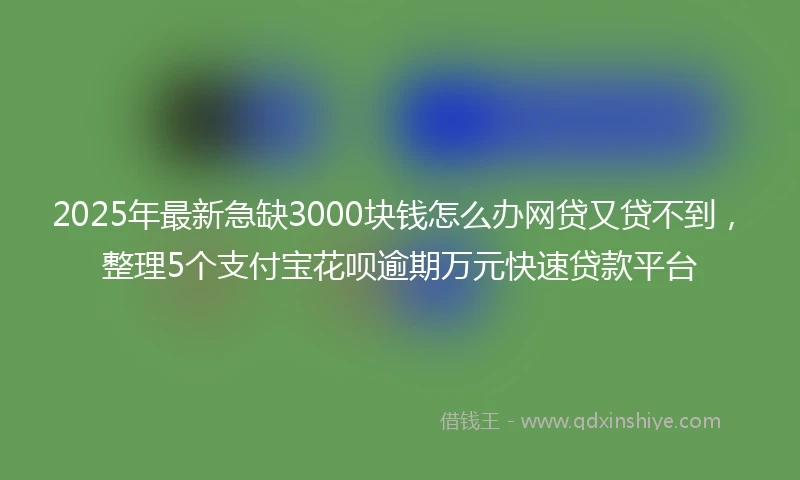 2025年最新急缺3000块钱怎么办网贷又贷不到，整理5个支付宝花呗逾期万元快速贷款平台