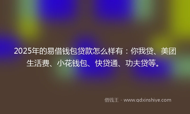 2025年的易借钱包贷款怎么样有：你我贷、美团生活费、小花钱包、快贷通、功夫贷等。