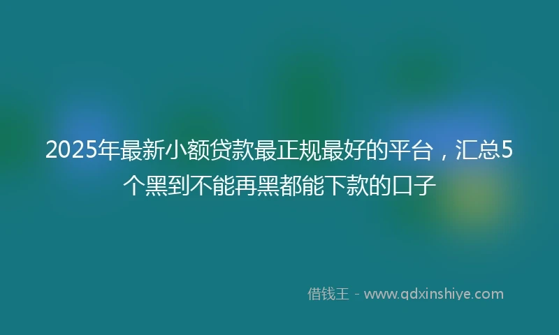 2025年最新小额贷款最正规最好的平台，汇总5个黑到不能再黑都能下款的口子