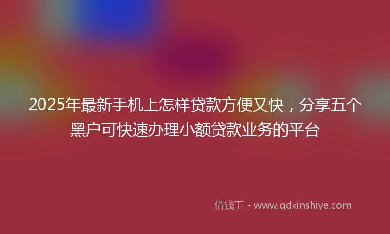 2025年最新手机上怎样贷款方便又快，分享五个黑户可快速办理小额贷款业务的平台