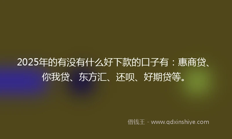 2025年的有没有什么好下款的口子有：惠商贷、你我贷、东方汇、还呗、好期贷等。