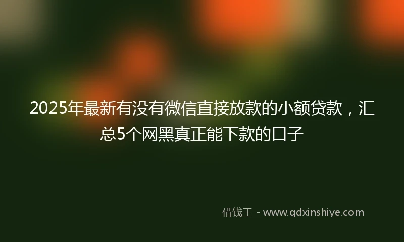 2025年最新有没有微信直接放款的小额贷款,汇总5个网黑真正能下款的口子
