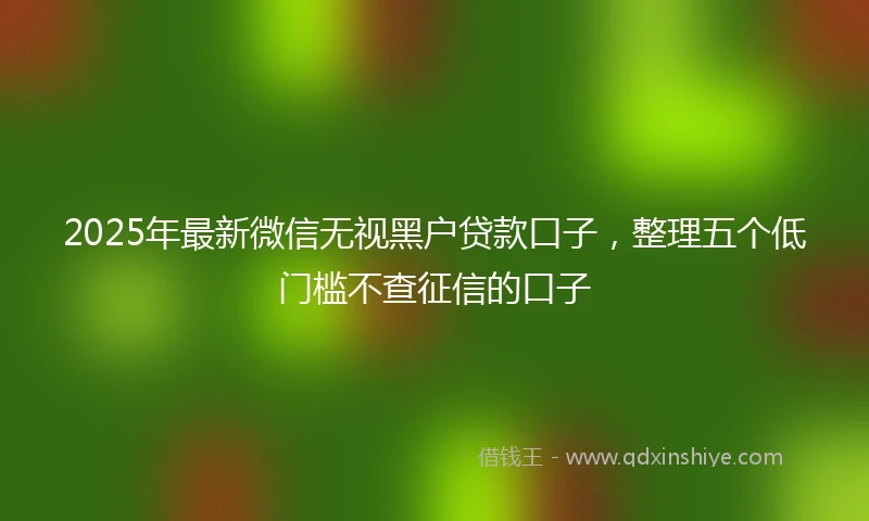 2025年最新微信无视黑户贷款口子，整理五个低门槛不查征信的口子
