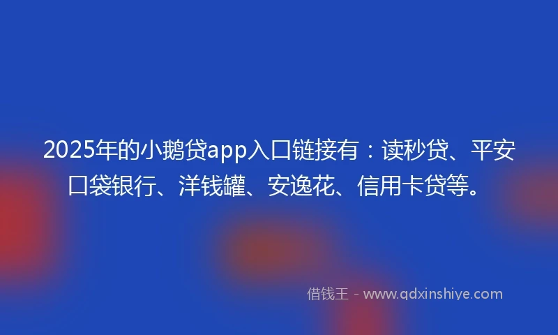 2025年的小鹅贷app入口链接有：读秒贷、平安口袋银行、洋钱罐、安逸花、信用卡贷等。