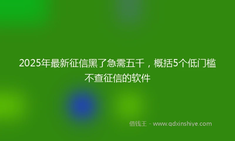 2025年最新征信黑了急需五千，概括5个低门槛不查征信的软件