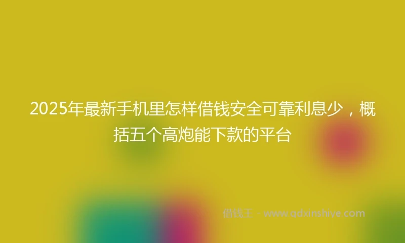 2025年最新手机里怎样借钱安全可靠利息少，概括五个高炮能下款的平台