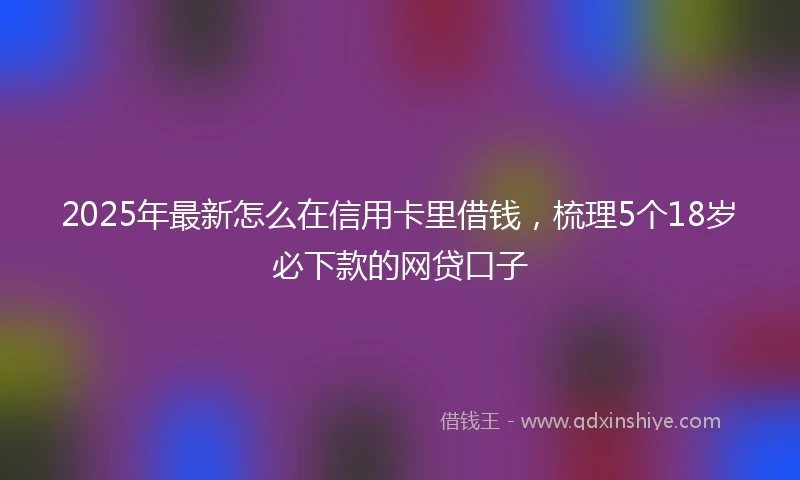 2025年最新怎么在信用卡里借钱，梳理5个18岁必下款的网贷口子