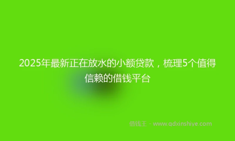 2025年最新正在放水的小额贷款，梳理5个值得信赖的借钱平台
