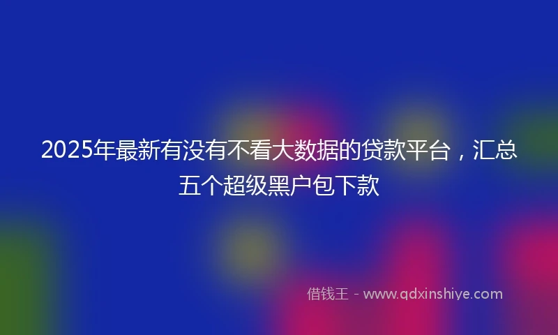 2025年最新有没有不看大数据的贷款平台,汇总五个超级黑户包下款