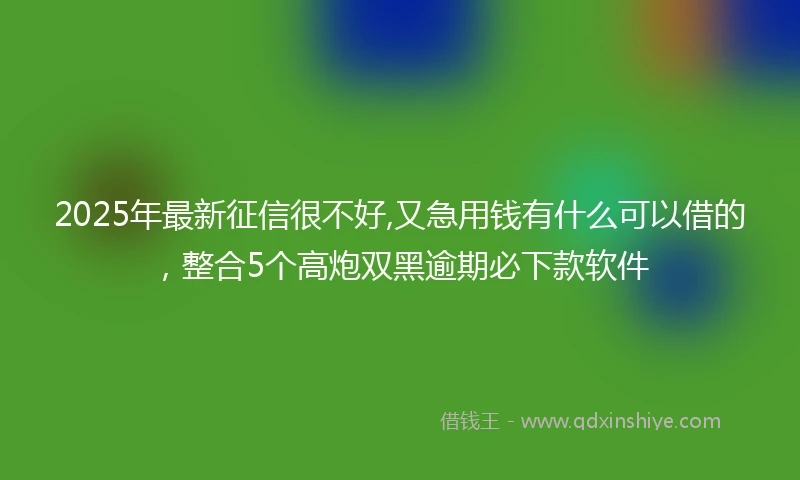2025年最新征信很不好,又急用钱有什么可以借的，整合5个高炮双黑逾期必下款软件