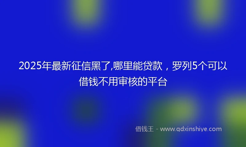 2025年最新征信黑了,哪里能贷款，罗列5个可以借钱不用审核的平台
