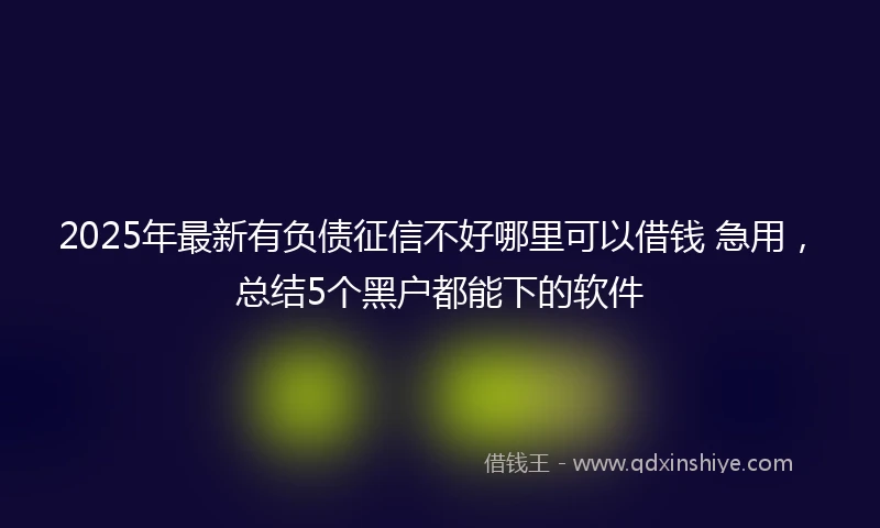 2025年最新有负债征信不好哪里可以借钱 急用，总结5个黑户都能下的软件