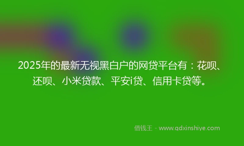2025年的最新无视黑白户的网贷平台有：花呗、还呗、小米贷款、平安i贷、信用卡贷等。