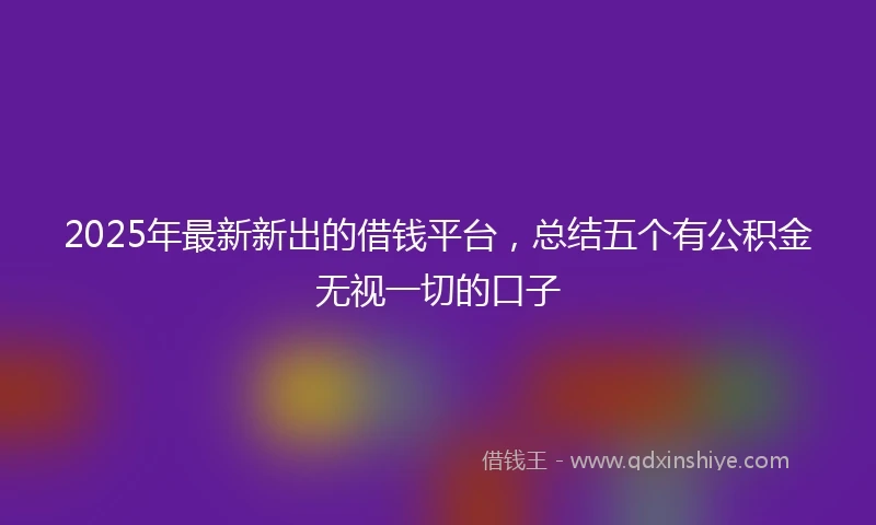 2025年最新新出的借钱平台，总结五个有公积金无视一切的口子