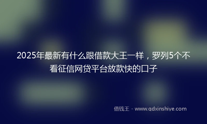 2025年最新有什么跟借款大王一样，罗列5个不看征信网贷平台放款快的口子