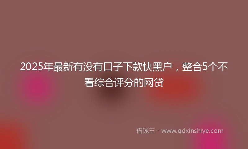 2025年最新有没有口子下款快黑户，整合5个不看综合评分的网贷