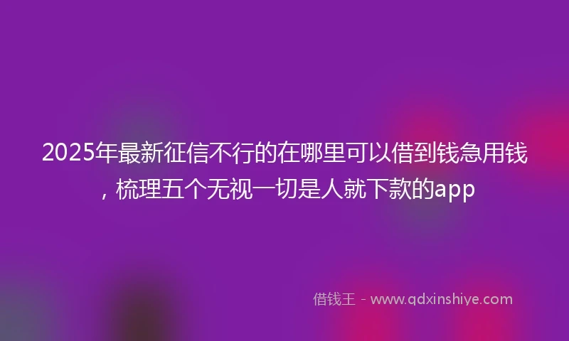 2025年最新征信不行的在哪里可以借到钱急用钱，梳理五个无视一切是人就下款的app