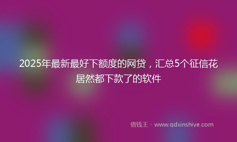 2025年最新最好下额度的网贷，汇总5个征信花居然都下款了的软件