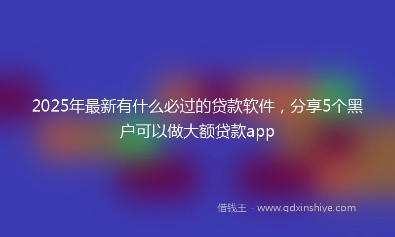 2025年最新有什么必过的贷款软件，分享5个黑户可以做大额贷款app