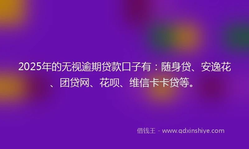 2025年的无视逾期贷款口子有：随身贷、安逸花、团贷网、花呗、维信卡卡贷等。