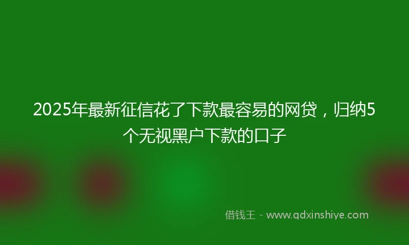 2025年最新征信花了下款最容易的网贷,归纳5个无视黑户下款的口子