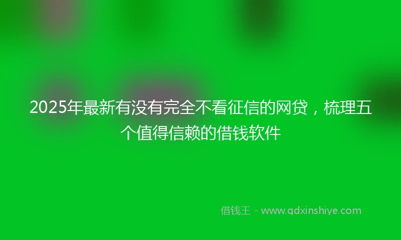 2025年最新有没有完全不看征信的网贷，梳理五个值得信赖的借钱软件