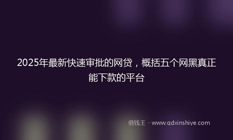 2025年最新快速审批的网贷，概括五个网黑真正能下款的平台