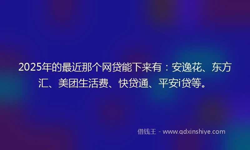 2025年的最近那个网贷能下来有：安逸花、东方汇、美团生活费、快贷通、平安i贷等。